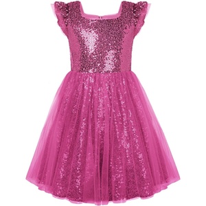 GRACE KARIN Girls Party Sequin Dress Size 6-12Y, Kids Birthday Dance Formal Sparkly Dresses, Wedding Flower Girl Dress(Rose Red)
