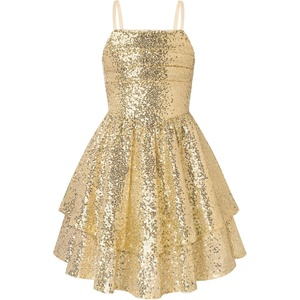 GRACE KARIN Girls Sequin Formal Party Birthday Christmas Fancy Dresses 7-14(Gold)
