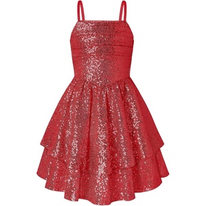 GRACE KARIN Girls Sequin Formal Party Birthday Christmas Fancy Dresses 7-14(Red)
