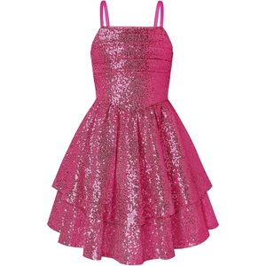 GRACE KARIN Girls Sequin Formal Party Birthday Christmas Fancy Dresses 7-14(Rose Red)