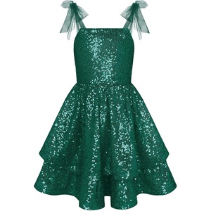 GRACE KARIN Girls Sparkly Sequin Formal Party Dress Fancy Dance 6-14Y(Christmas Green)