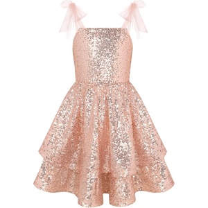 GRACE KARIN Girls Sparkly Sequin Formal Party Dress Fancy Dance 6-14Y(Gold)