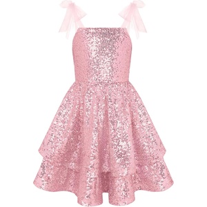 GRACE KARIN Girls Sparkly Sequin Formal Party Dress Fancy Dance 6-14Y(Light Pink)