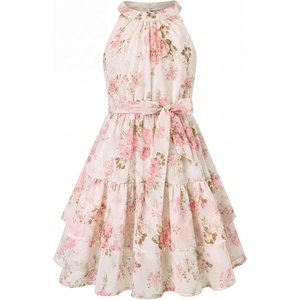 GRACE KARIN Girls Summer Beach Dress Floral Halter Hawaiian Party Vacation(Antique Rose Garden)