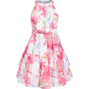 GRACE KARIN Girls Summer Beach Dress Floral Halter Hawaiian Party Vacation(Pink Flower)
