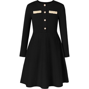GRACE KARIN Girls Sweater Dress Long Sleeve Fall Knit Dresses 7-14 Years(Black)