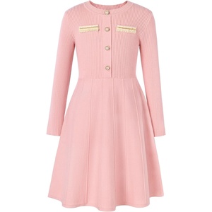 GRACE KARIN Girls Sweater Dress Long Sleeve Fall Knit Dresses 7-14 Years(Light Pink)