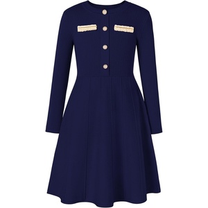 GRACE KARIN Girls Sweater Dress Long Sleeve Fall Knit Dresses 7-14 Years(Navy Blue)