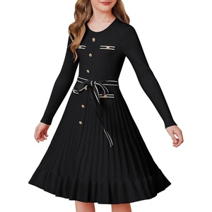 GRACE KARIN Girls Sweater Fall Winter Uniform Christmas Teen Dress 6-16(Black)