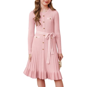 GRACE KARIN Girls Sweater Fall Winter Uniform Christmas Teen Dress 6-16(Pink)