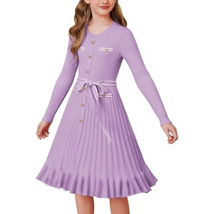 GRACE KARIN Girls Sweater Fall Winter Uniform Christmas Teen Dress 6-16(Purple)