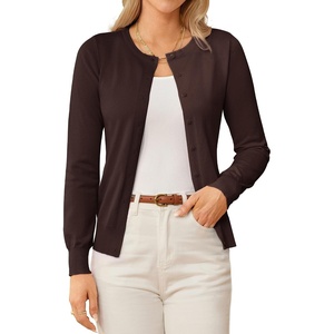 GRACE KARIN Knit Cardigan Sweaters for Women Lightweight Fall Outfits 2026(Chocolate Brown)