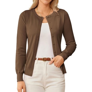 GRACE KARIN Knit Cardigan Sweaters for Women Lightweight Fall Outfits 2026(Dark Brown)