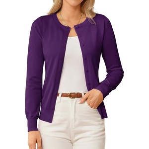 GRACE KARIN Knit Cardigan Sweaters for Women Lightweight Fall Outfits 2026(Dark Purple)