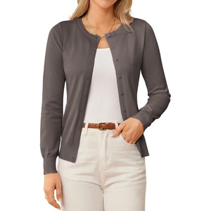 GRACE KARIN Knit Cardigan Sweaters for Women Lightweight Fall Outfits 2026(Grayish-brown)