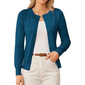 GRACE KARIN Knit Cardigan Sweaters for Women Lightweight Fall Outfits 2026(Peacock Blue)