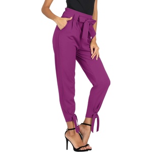 GRACE KARIN Womens Casual High Waist Pencil Pants Paper Bag Pants for Work(Fuchsia)