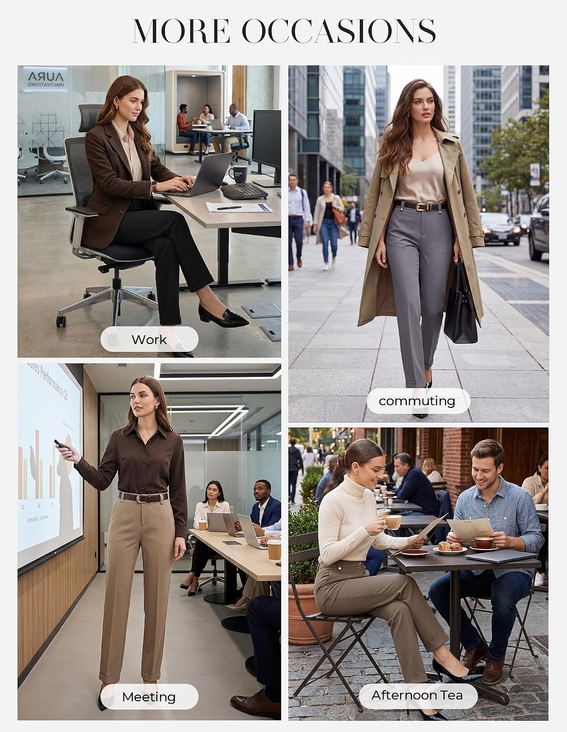 image:imageGRACE KARIN Ankle Dress Pants Women Business Casual Slacks Office Work WearKhaki