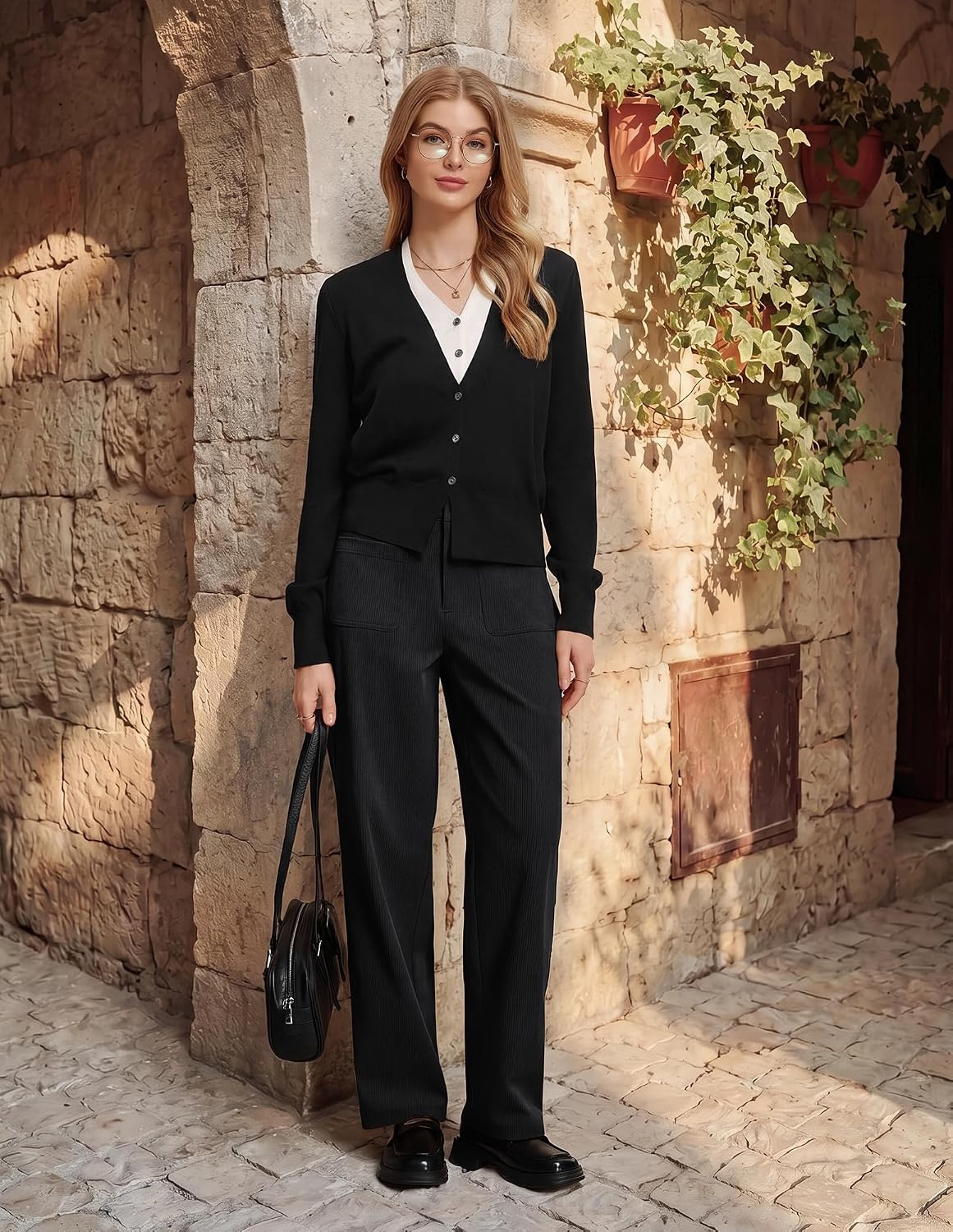 image:imageGRACE KARIN Casual Corduroy Pants for Women 2026 Pencil TrousersBlack