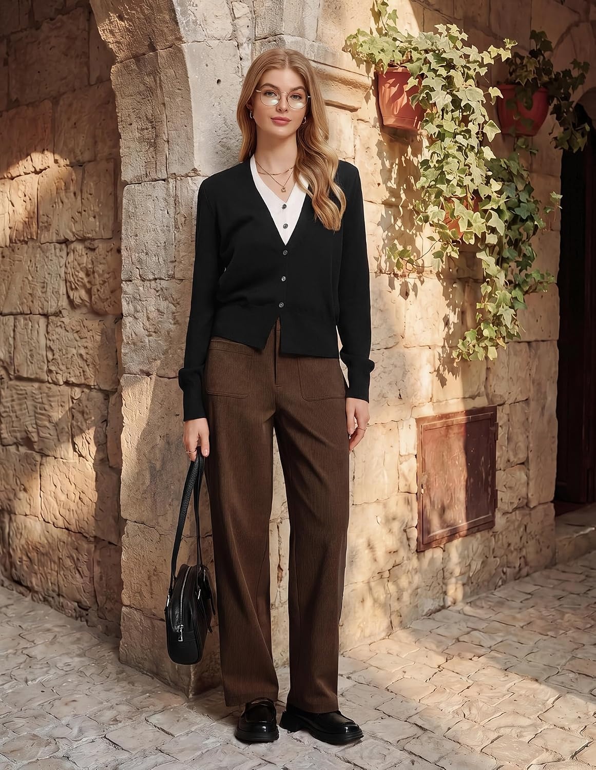 image:imageGRACE KARIN Casual Corduroy Pants for Women 2026 Pencil TrousersDark Brown