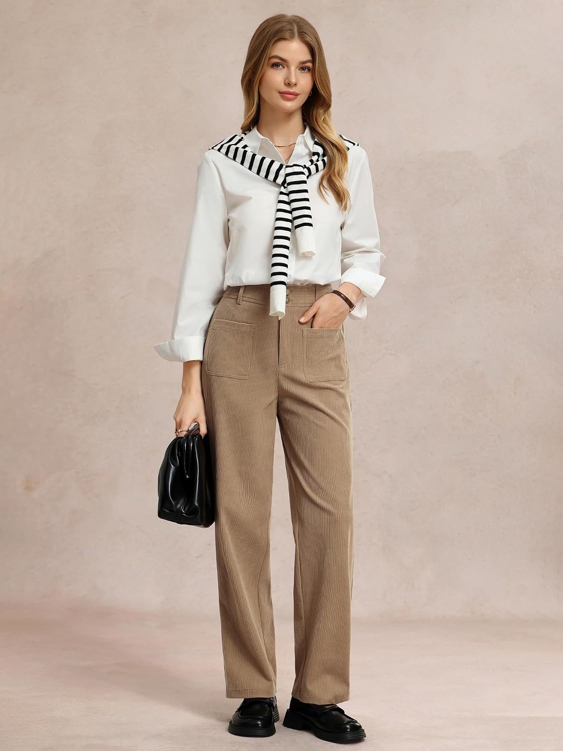 image:imageGRACE KARIN Casual Corduroy Pants for Women 2026 Pencil TrousersKhaki
