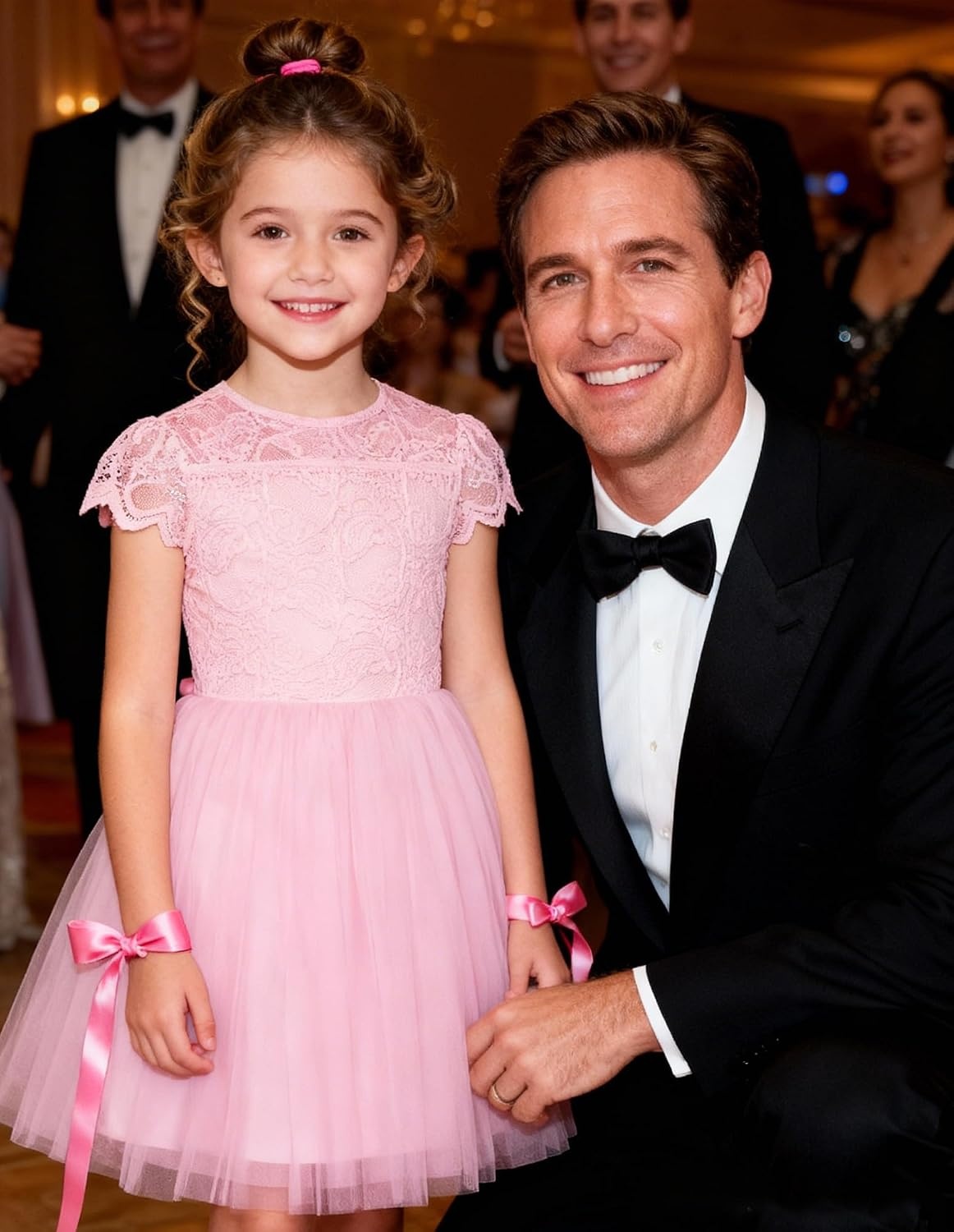 image:imageGRACE KARIN Flower Girl Dress Big Bow Kids Lace Tulle Princess Wedding GownBlush Pink