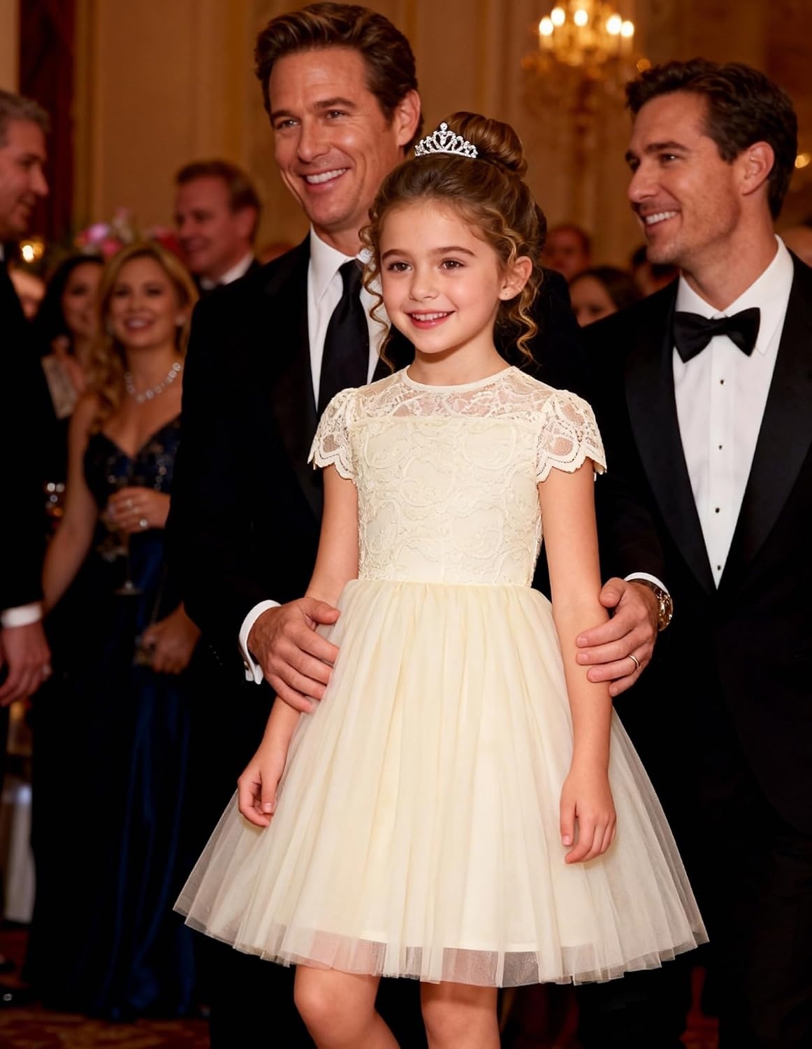 image:imageGRACE KARIN Flower Girl Dress Big Bow Kids Lace Tulle Princess Wedding GownVanilla Cream