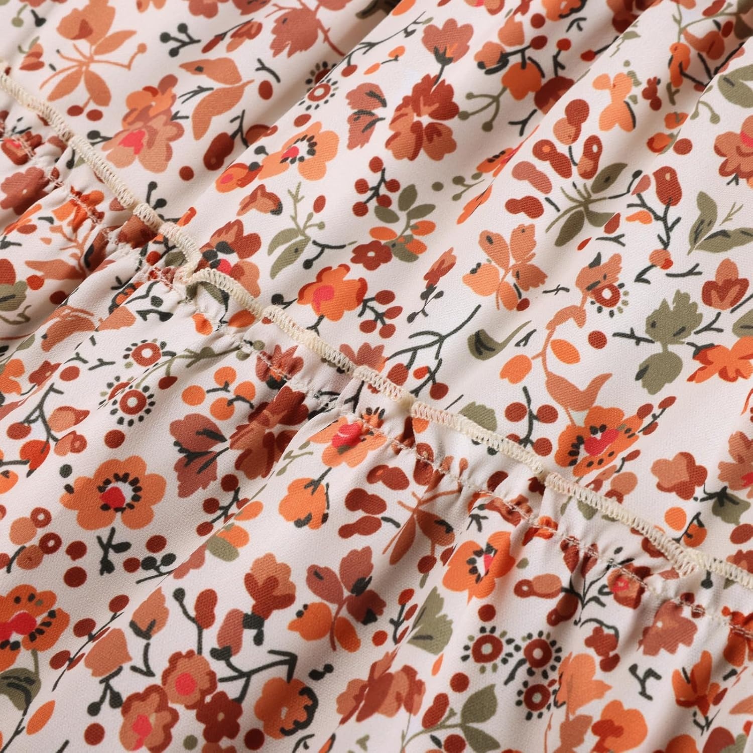 image:imageGRACE KARIN Girls Fall Long Sleeve Floral Christmas Teen Dress Size 614Apricot Orange Floral