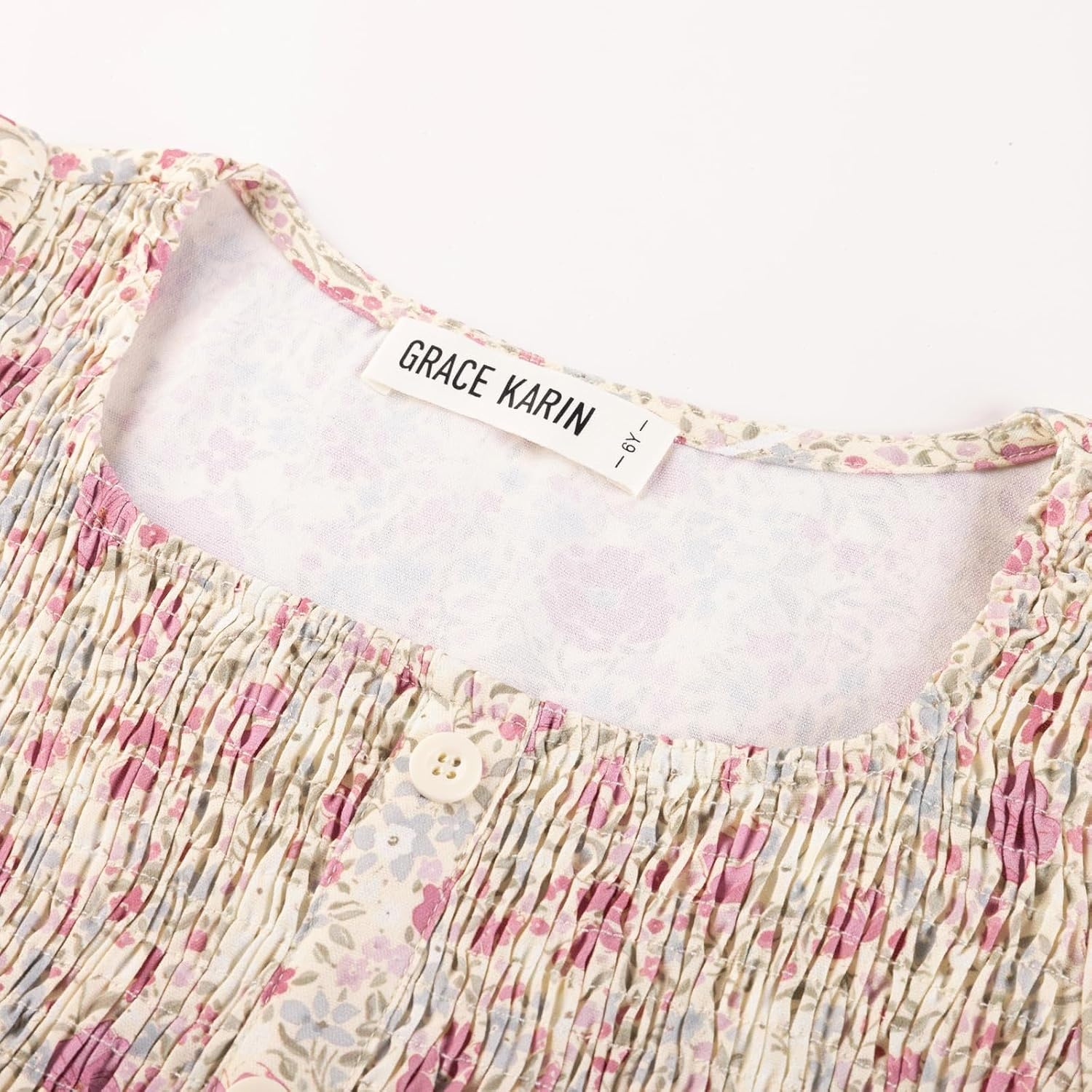 image:imageGRACE KARIN Girls Fall Long Sleeve Floral Christmas Teen Dress Size 614Apricot Pink Floral
