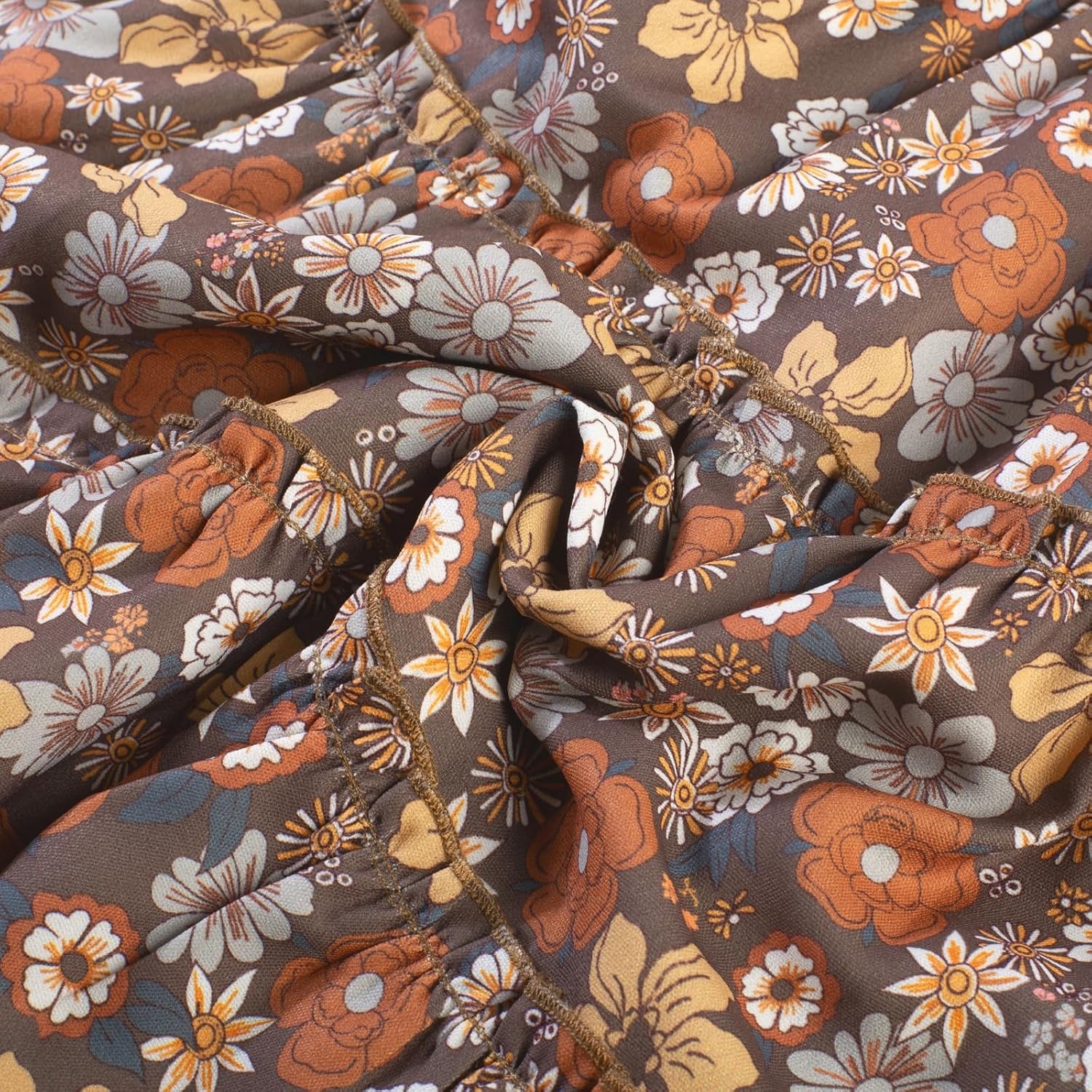 image:imageGRACE KARIN Girls Fall Long Sleeve Floral Christmas Teen Dress Size 614Brown Floral