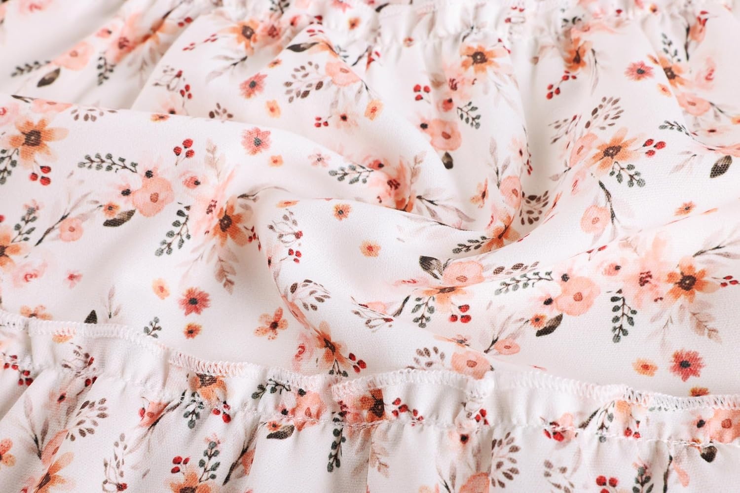 image:imageGRACE KARIN Girls Fall Long Sleeve Floral Christmas Teen Dress Size 614Cream Peach Floral