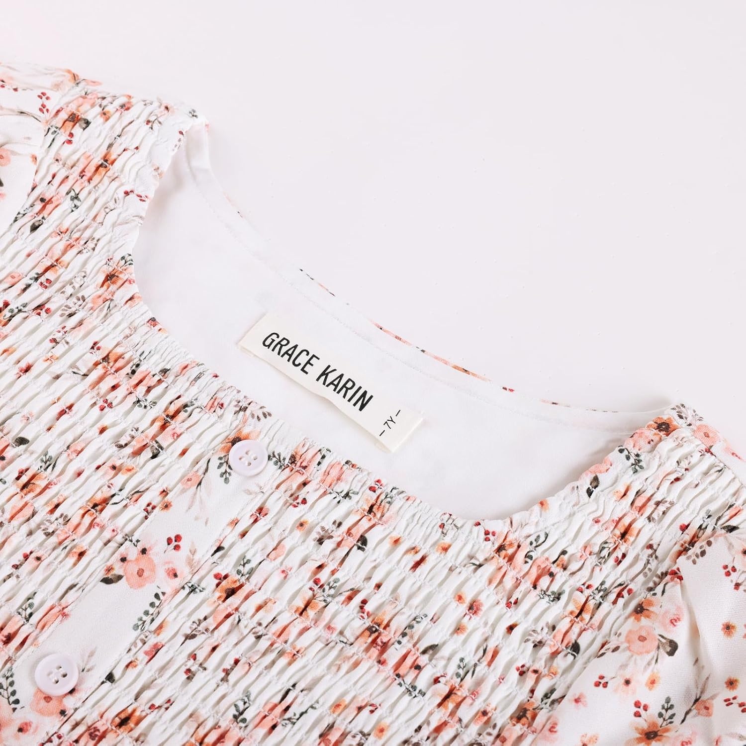 image:imageGRACE KARIN Girls Fall Long Sleeve Floral Christmas Teen Dress Size 614Cream Peach Floral