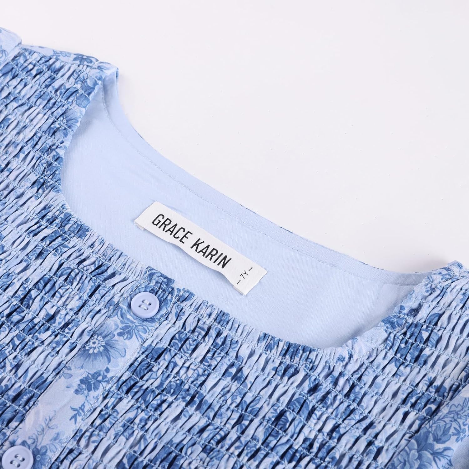 image:imageGRACE KARIN Girls Fall Long Sleeve Floral Christmas Teen Dress Size 614Light Blue Navy Floral