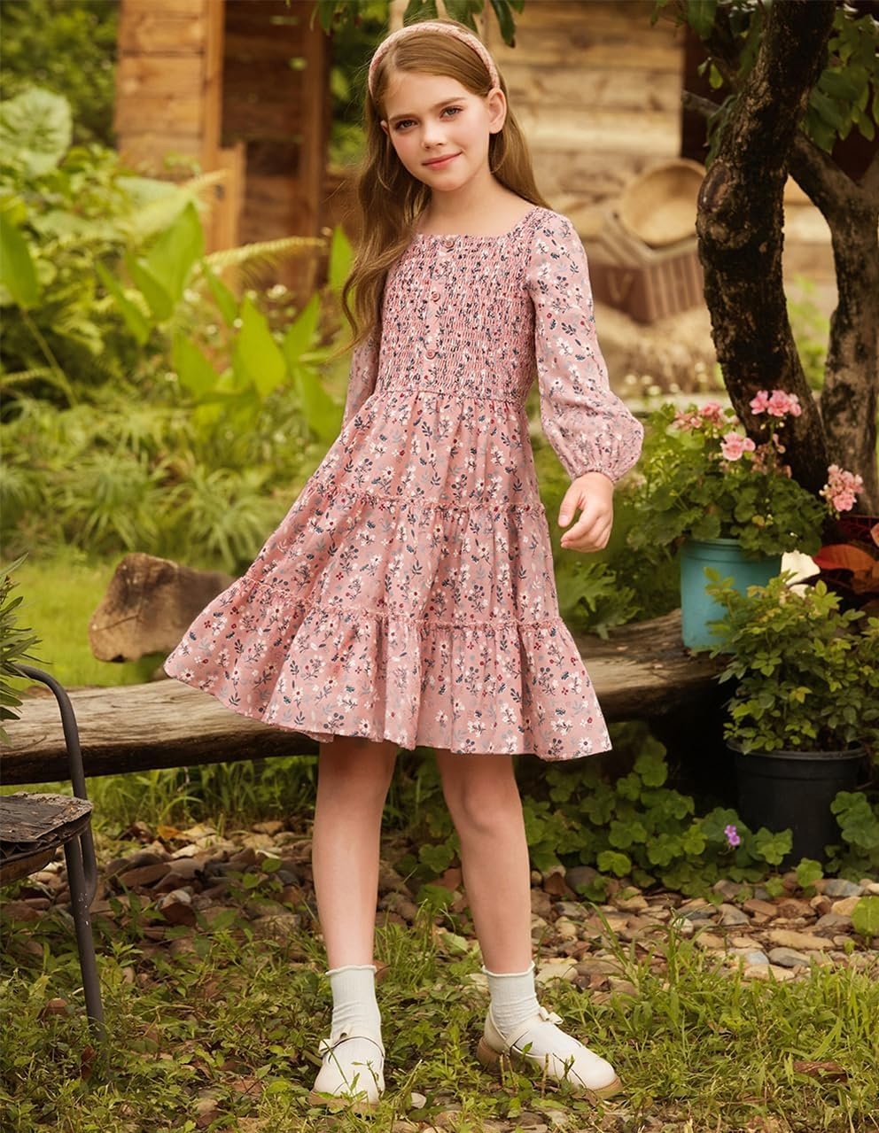 image:imageGRACE KARIN Girls Fall Long Sleeve Floral Christmas Teen Dress Size 614Pinkfloral