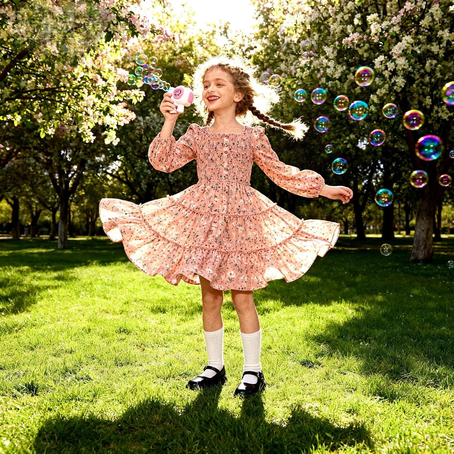 image:imageGRACE KARIN Girls Fall Long Sleeve Floral Christmas Teen Dress Size 614Pinkfloral