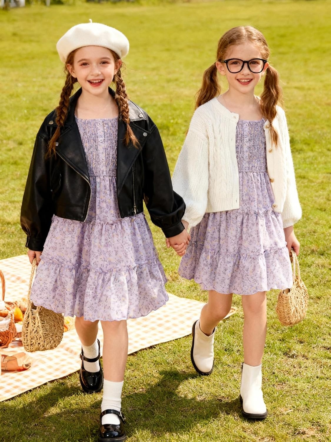 image:imageGRACE KARIN Girls Fall Long Sleeve Floral Christmas Teen Dress Size 614Purple Yellow Floral