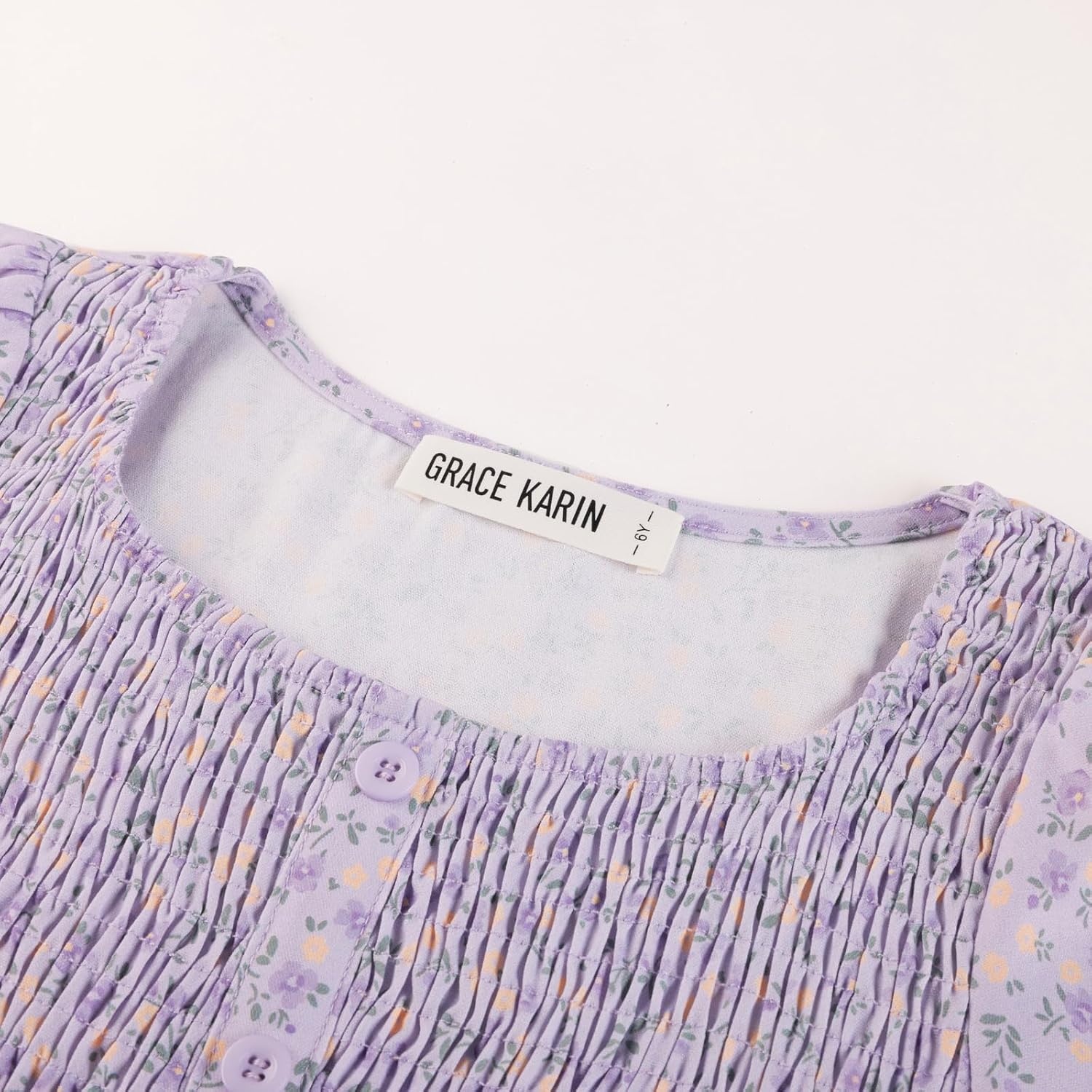 image:imageGRACE KARIN Girls Fall Long Sleeve Floral Christmas Teen Dress Size 614Purple Yellow Floral
