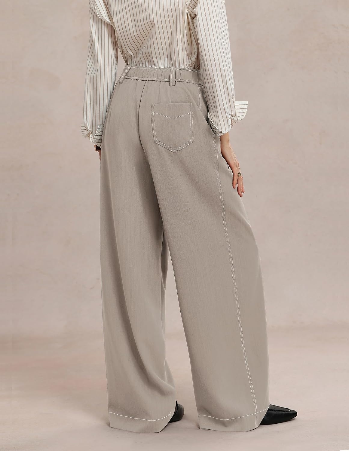 image:imageGRACE KARIN Wide Leg Casual Pants for Women 2026 Fall Comfy TrousersApricot