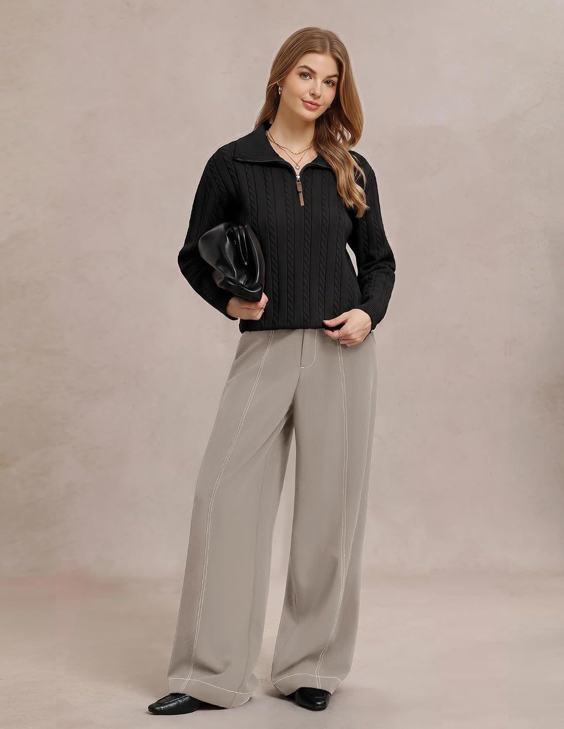 image:imageGRACE KARIN Wide Leg Casual Pants for Women 2026 Fall Comfy TrousersApricot