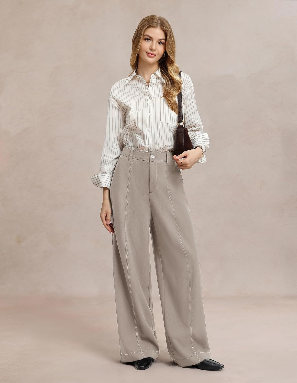 image:imageGRACE KARIN Wide Leg Casual Pants for Women 2026 Fall Comfy TrousersApricot