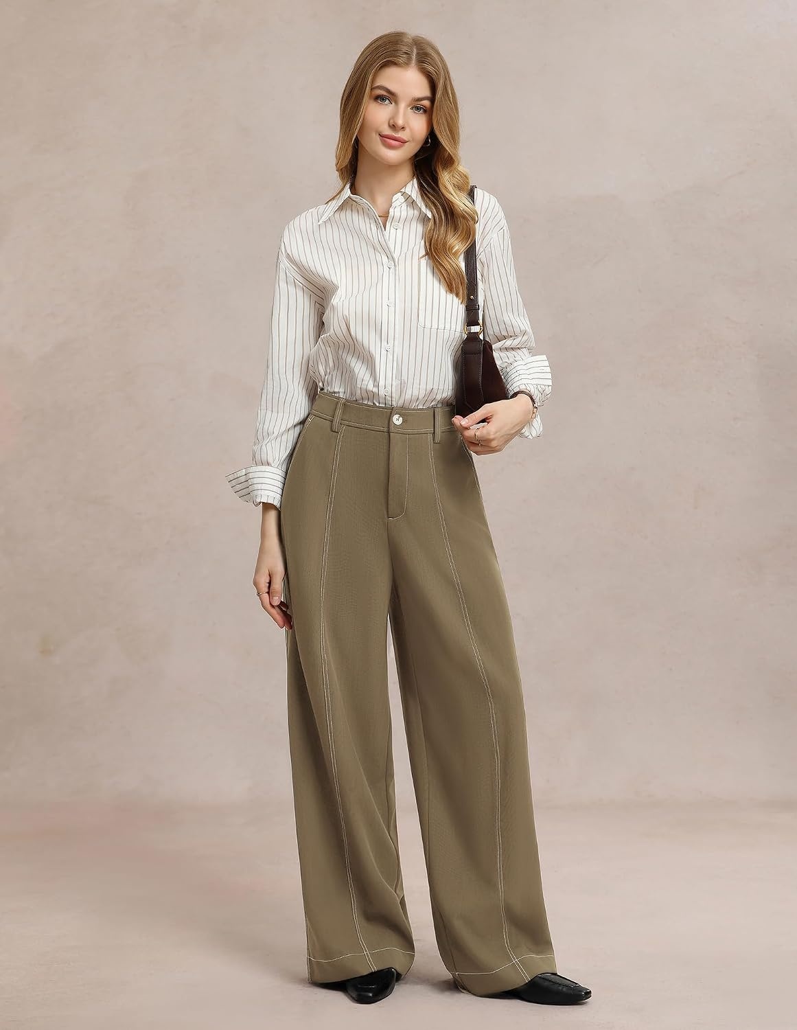 image:imageGRACE KARIN Wide Leg Casual Pants for Women 2026 Fall Comfy TrousersKhaki