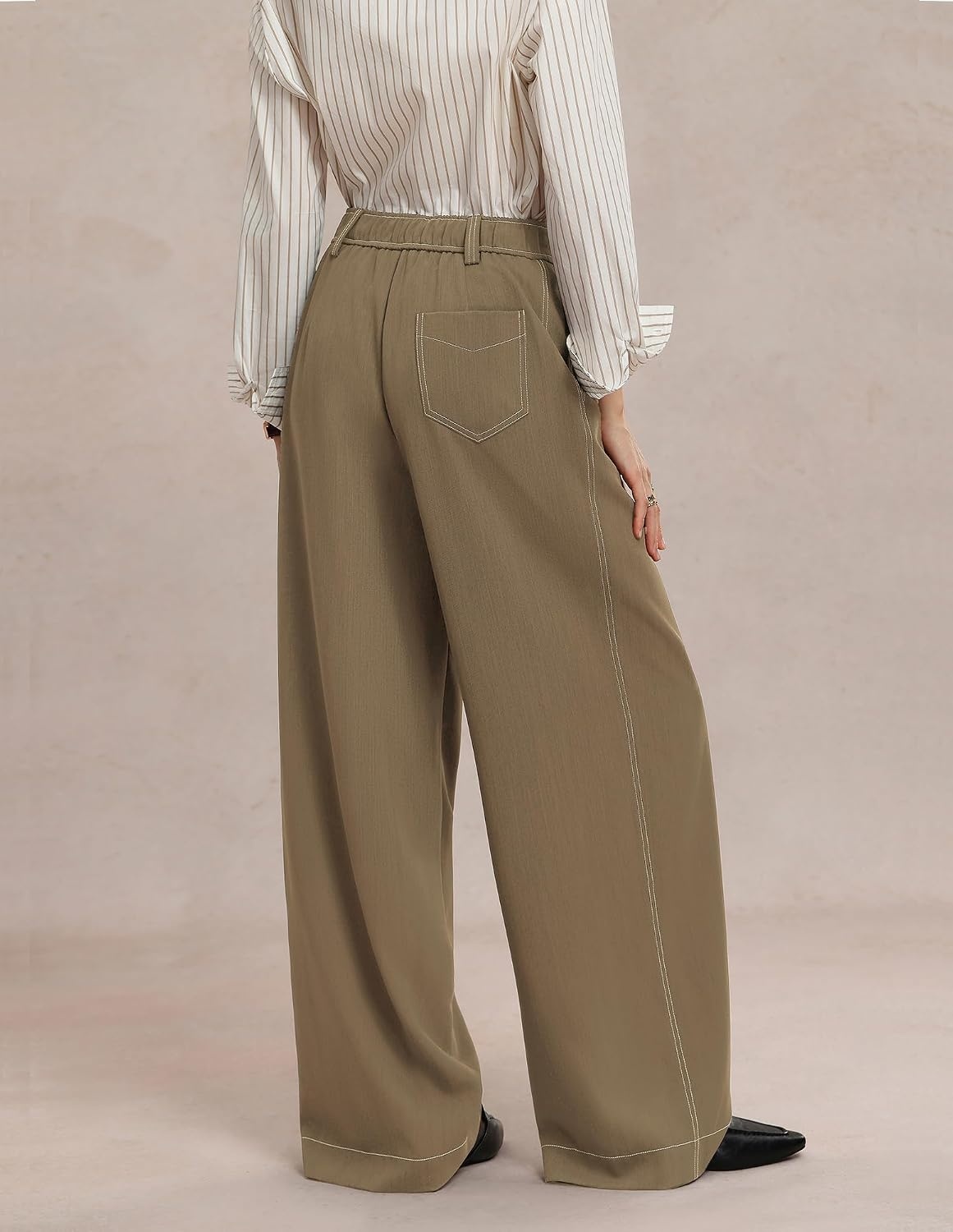 image:imageGRACE KARIN Wide Leg Casual Pants for Women 2026 Fall Comfy TrousersKhaki