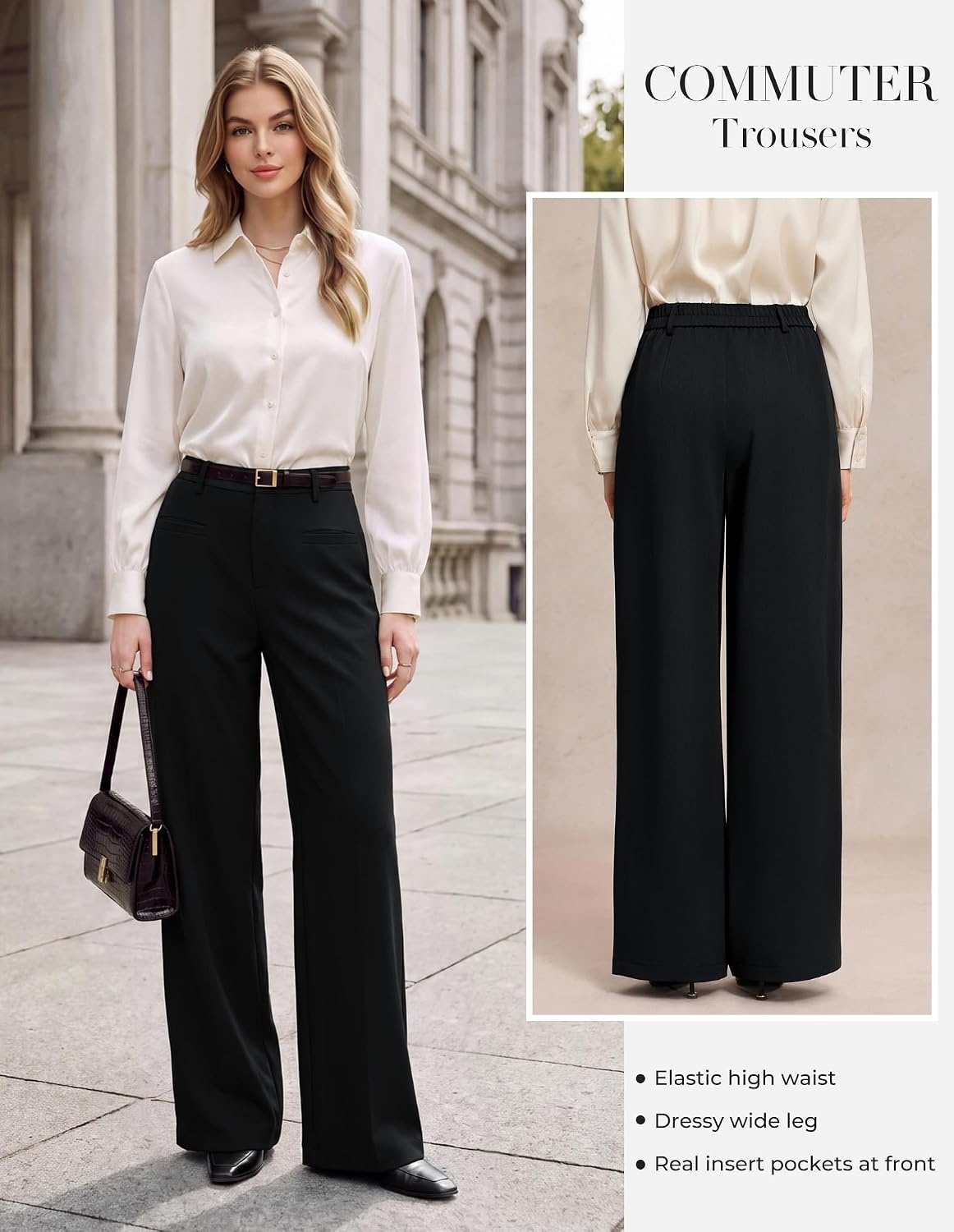 image:imageGRACE KARIN Wide Leg Work Pants Women Business Casual Dress PantsBlack