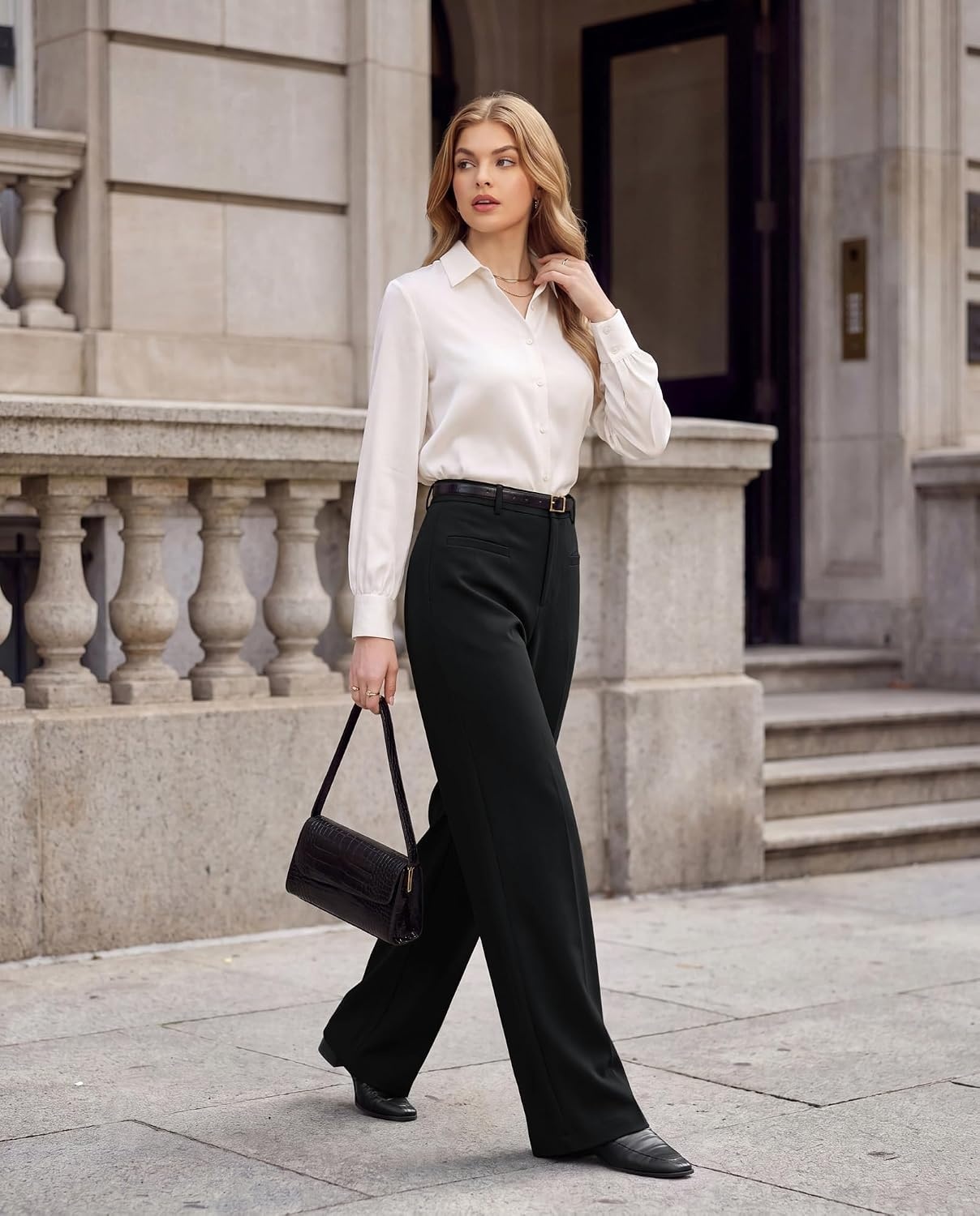 image:imageGRACE KARIN Wide Leg Work Pants Women Business Casual Dress PantsBlack