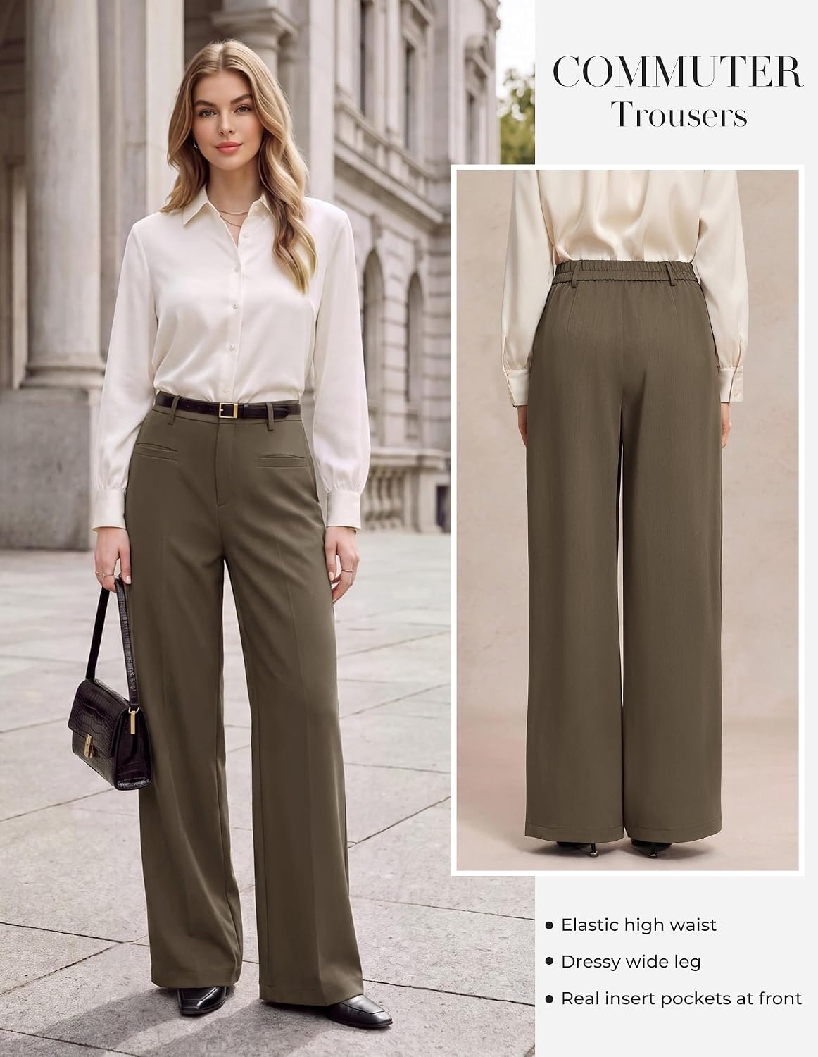 image:imageGRACE KARIN Wide Leg Work Pants Women Business Casual Dress PantsBrown