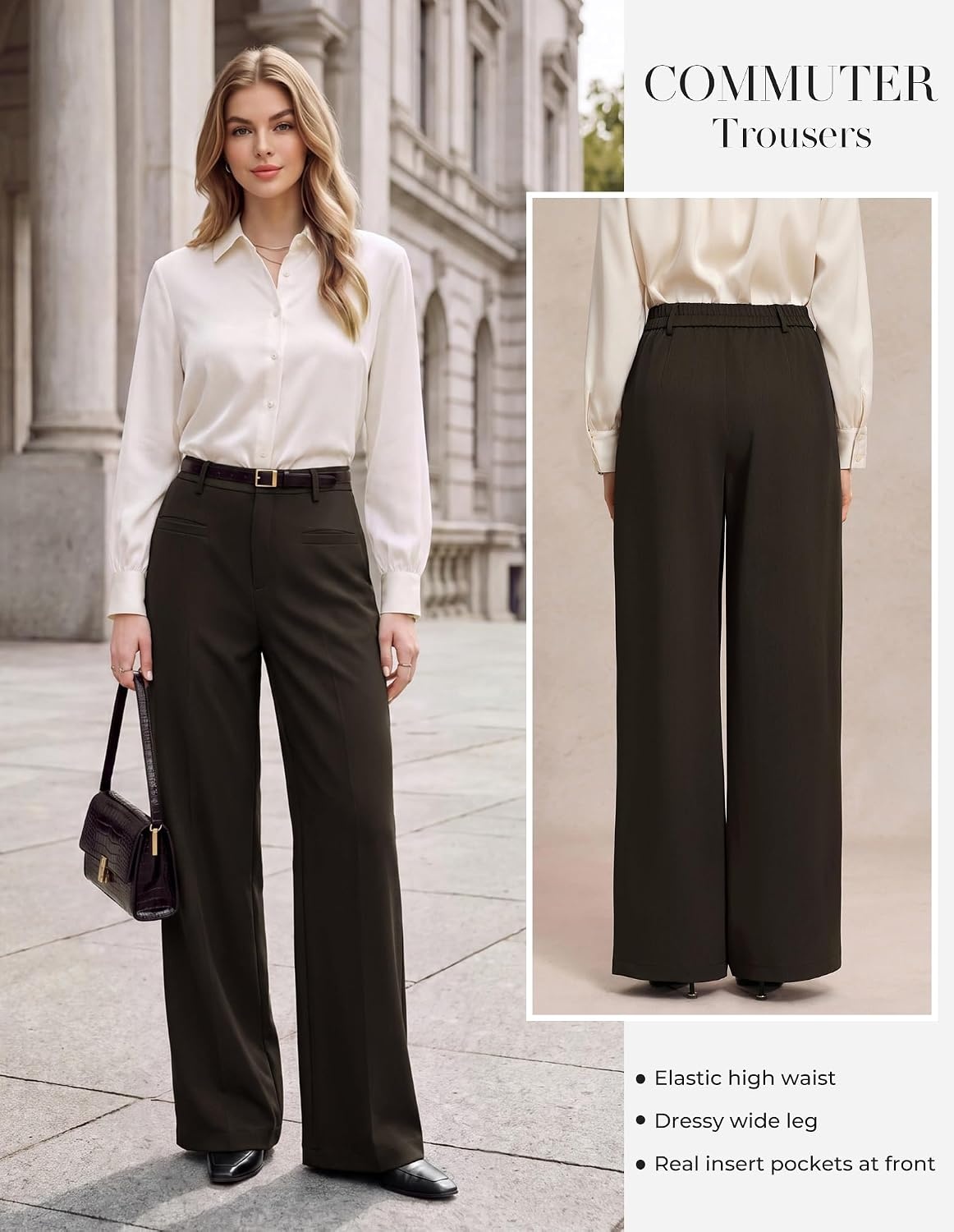image:imageGRACE KARIN Wide Leg Work Pants Women Business Casual Dress PantsCoffee