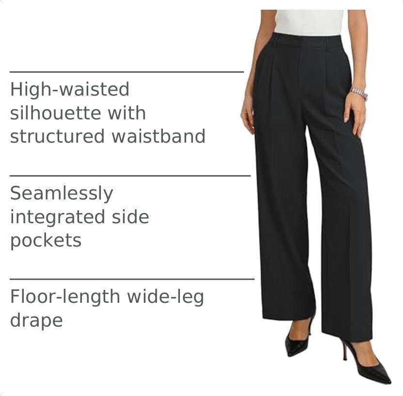 image:imageGRACE KARIN Womens Wide Leg Work Pants Trousers Casual Office SlacksBlack