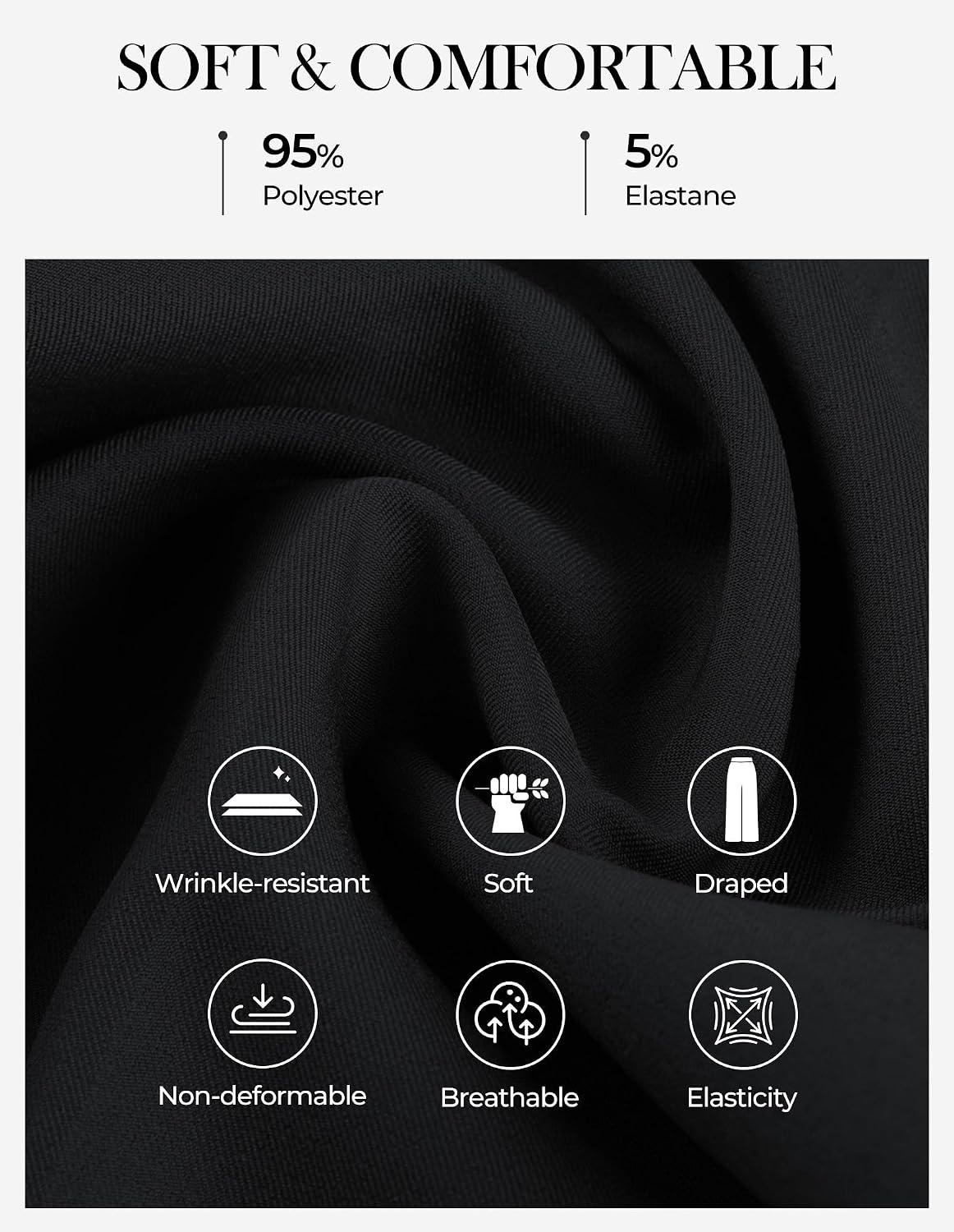 image:imageGRACE KARIN Womens Wide Leg Work Pants Trousers Casual Office SlacksBlack