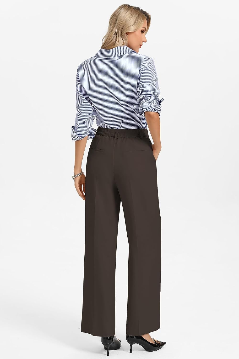 image:imageGRACE KARIN Womens Wide Leg Work Pants Trousers Casual Office SlacksCoffee
