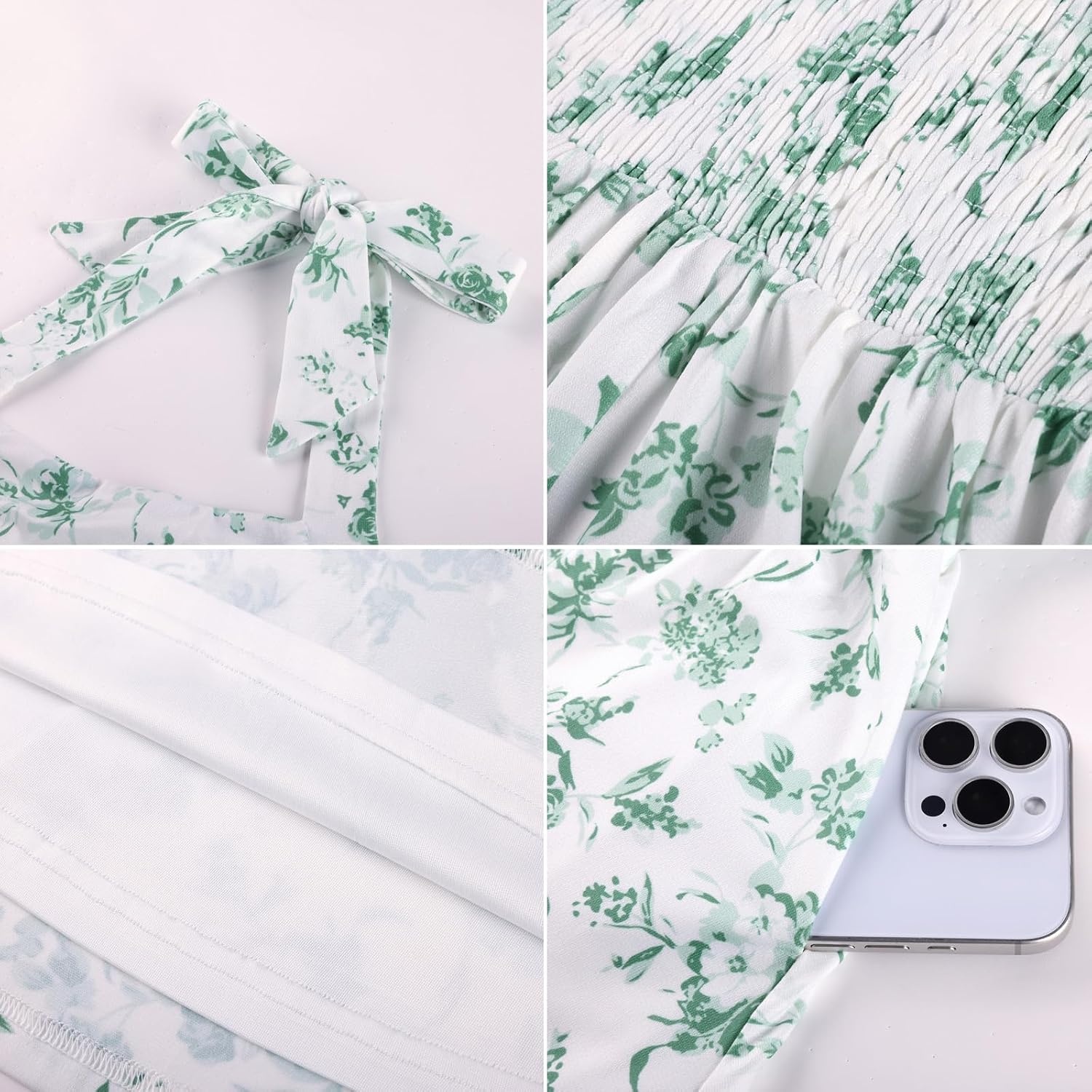 image:imageGrace Karin Girls Floral Summer Spring Halter Tie Back Dresses Size 716Green White Floral